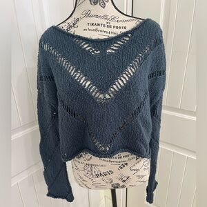 Free People Cropped Crochet Sweater - S